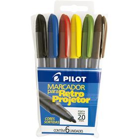8831 Caneta Retroprojetor 2,0 mm Marcador 6 Cores - Pilot BLISTER