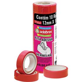 14767 Fita adesiva Polisil 12mmx10m.Vermelho - Adelbras PCT.C/10