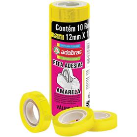 14768 Fita adesiva Polisil 12mmx10m.Amarelo - Adelbras PCT.C/10