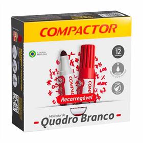 41225 Pincel para quadro branco Qb Recarregavel Vermelho - Compactor CX.C/12