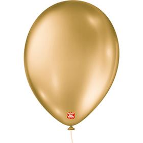 76436 - Balão 9 Liso Metalizado Dourado - São Roque PCT.C/25