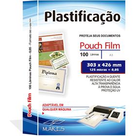 87918 Plástico para Plastificação Pouch Film A3 303 mm x 426 mm 0,05 - Mares CONJ/100
