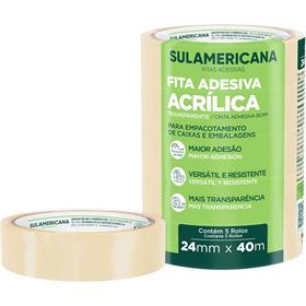 118992 Fita para Empacotamento Sulamericana 24 mm x 40 m Transparente - Sulamericana PCT.C/05