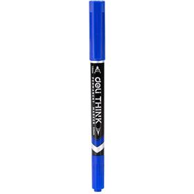 125087 Pincel Marcador Permanente / retroprojetor Duas Pontas 0,5 mm e 1,0 mm Azul - Deli CX.C/12