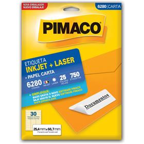 6200 Etiqueta Carta 6280 25 Fls 25,4 X 66,7 Mm - Pimaco CT.C/750