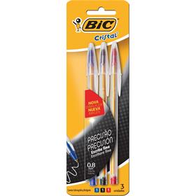 021314 Caneta esferografica Cristal Fina Az+Vm+Pt - Bic BL.C/03